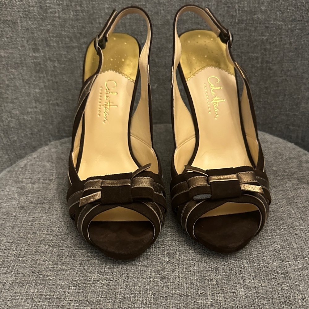 Cole Haan Brown Slingback Heels with Bow